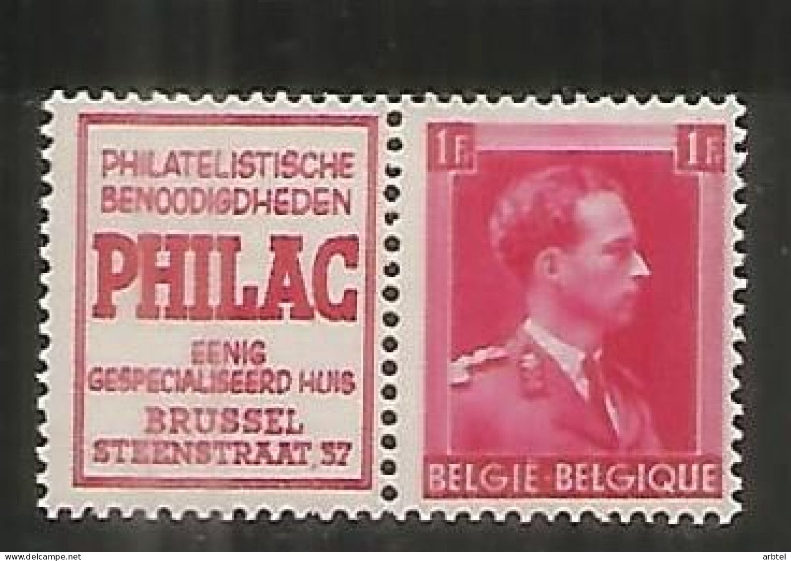 BELGICA SELLO CON PUBLICIDAD TIMBRES POSTES PHILAC I - Nuevos