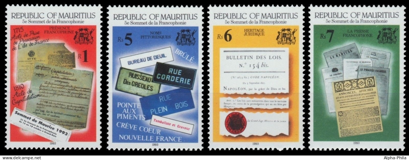 Mauritius 1993 - Mi-Nr. 765-768 ** - MNH - Gipfelkonferenz - Maurice (1968-...)