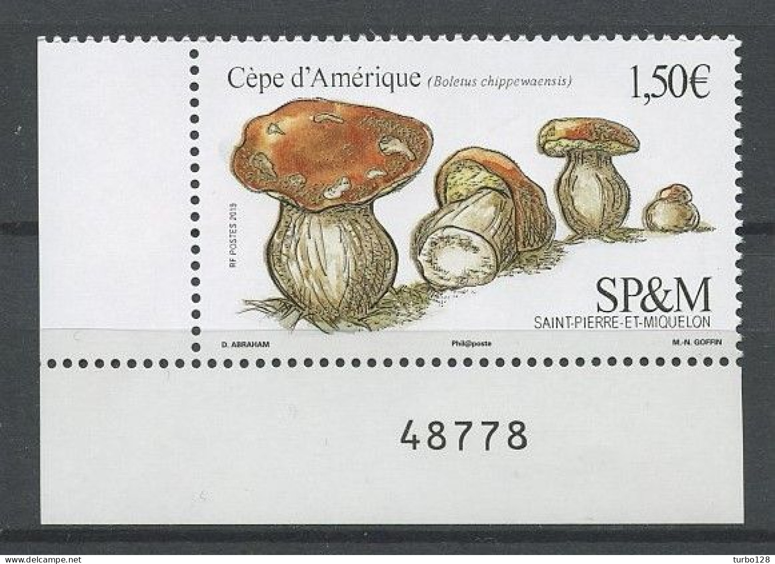 SPM Miquelon 2019 N° 1228 ** Neuf MNH Superbe Flore Champignons Mushrooms Cèpe D' Amérique Bolétus - Unused Stamps