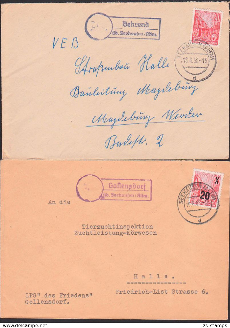 Behrend, Gollensdorf Je über Seehausen / Altmark, Aptierte PSSt. 16.6.56 Bzw. 19.8.55 - Machines à Affranchir (EMA)