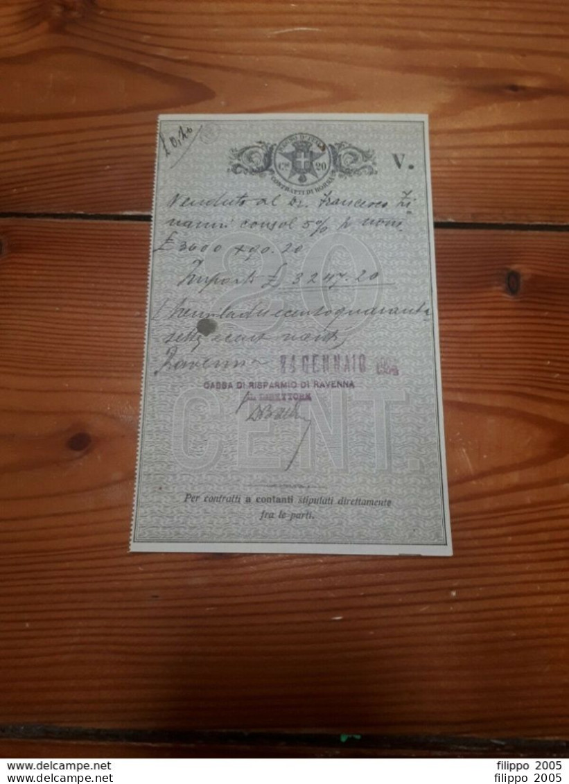 1924 RAVENNA CASSA DI RISPARMIO CONTRATTI DI BORSA C.MI 20 - Banque & Assurance