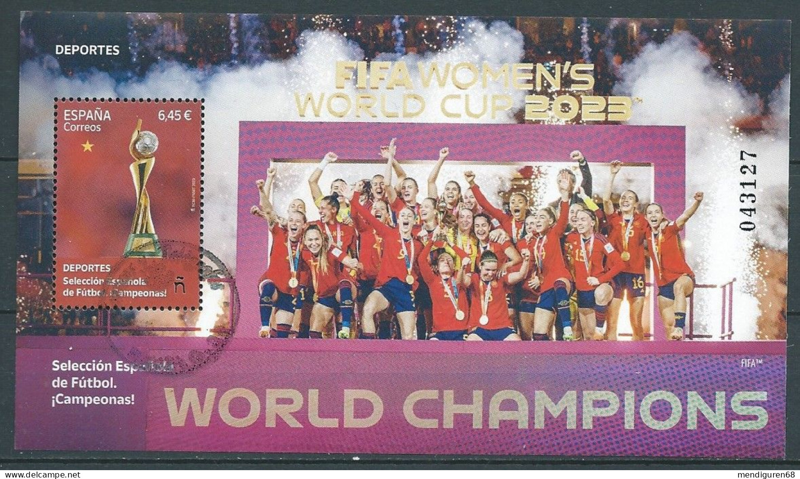 ESPAGNE SPANIEN SPAIN ESPAÑA 2023 SPANISH FOOTBALL TEAM CHAMPIONS! SELECCIÓN ESPAÑOLA ¡CAMPEONAS! USED ED HB-5715 - Used Stamps