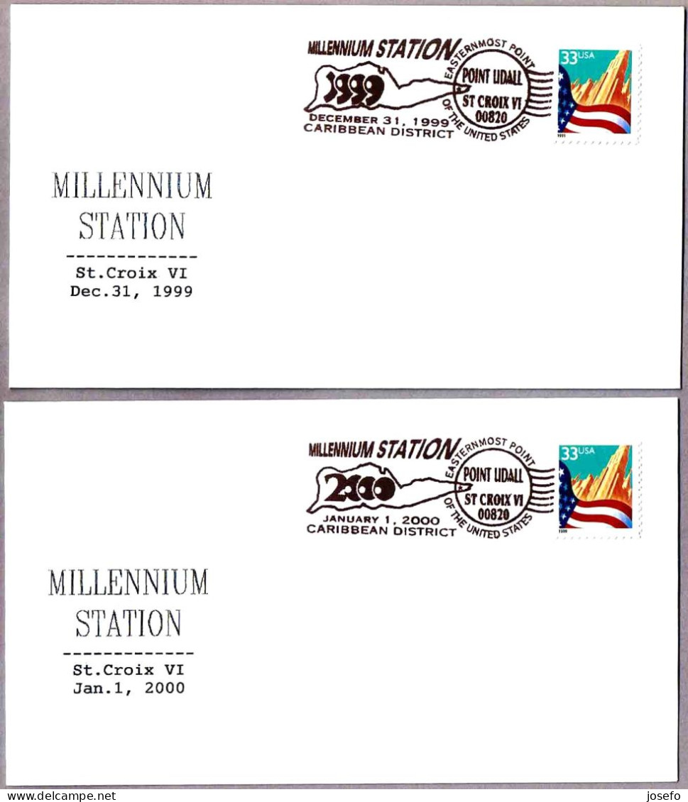 CAMBIO DE MILENIO - CHANGE OF MILLENNIUM. St. Croix VI, Estados Unidos. Set 2 Cancels - Horlogerie