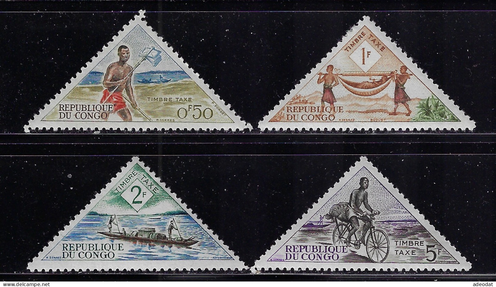 CONGO PEOPLE'S REP. 1961 SCOTT #J34-J37,J40-J43 MH - Unused Stamps