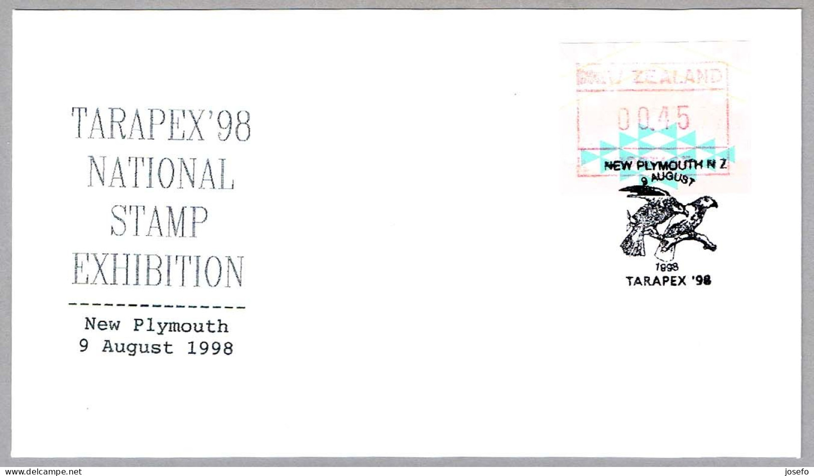 Tarapex'98 - Ave MIELERO TUI - Phosthemadera Novaeseelandiae - Bird. New Plymouth 1998 - Mechanical Postmarks (Advertisement)