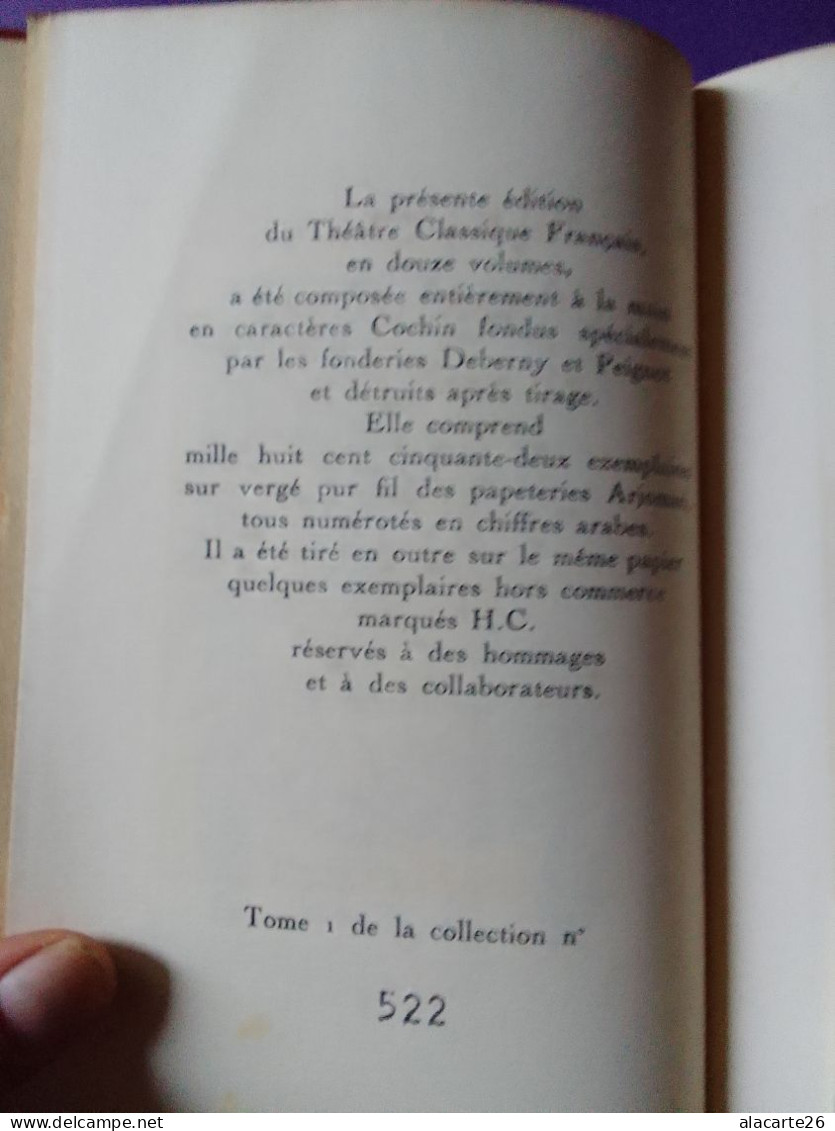 THEATRE CLASSIQUE FRANCAIS En 12 Volumes CORNEILLE / MOLIERE / RACINE - Auteurs Français