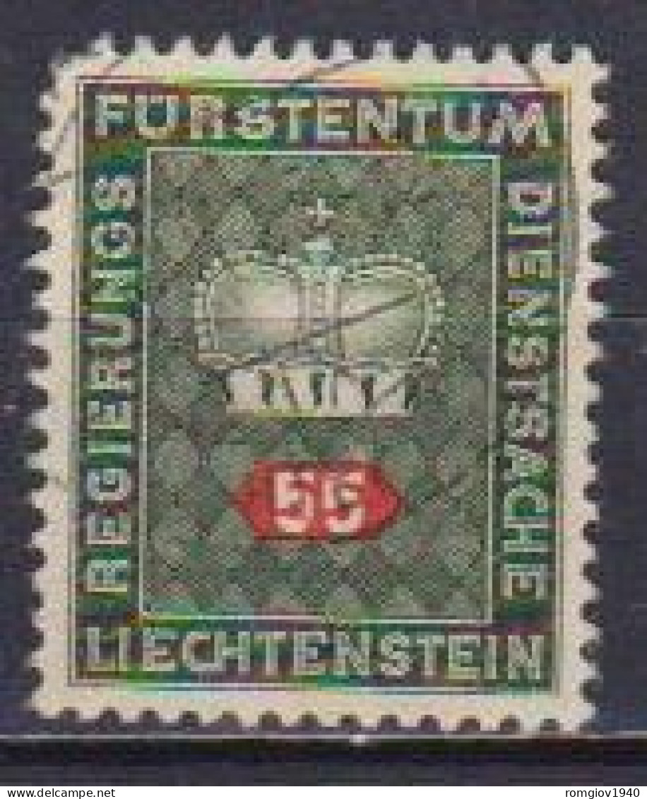 LIECHTENSTEIN 1950    SERVIZIO  CORONA E CIFRA  UNIF. 40  USATO  VF - Service