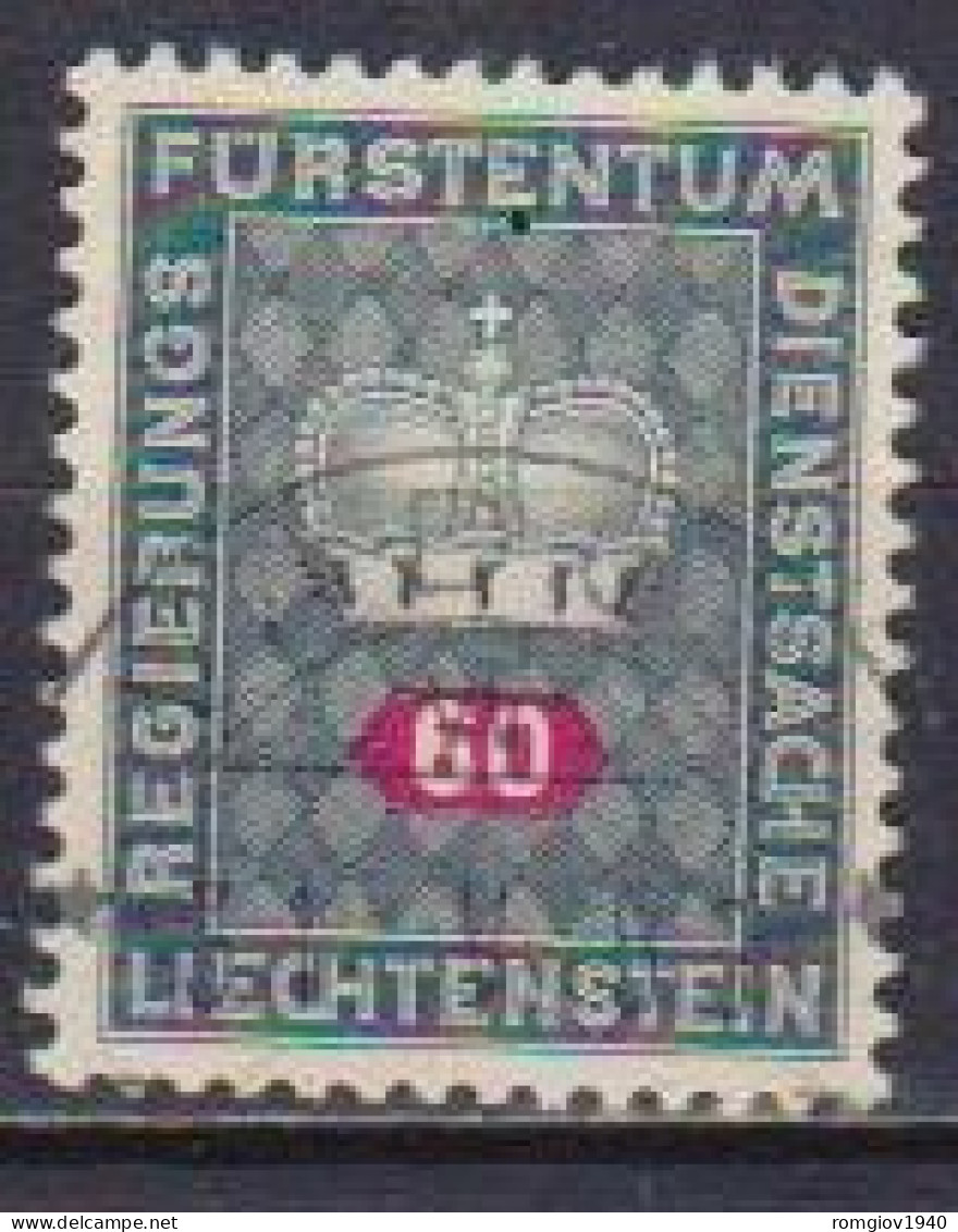 LIECHTENSTEIN 1950    SERVIZIO  CORONA E CIFRA  UNIF. 41  USATO  VF - Dienstmarken