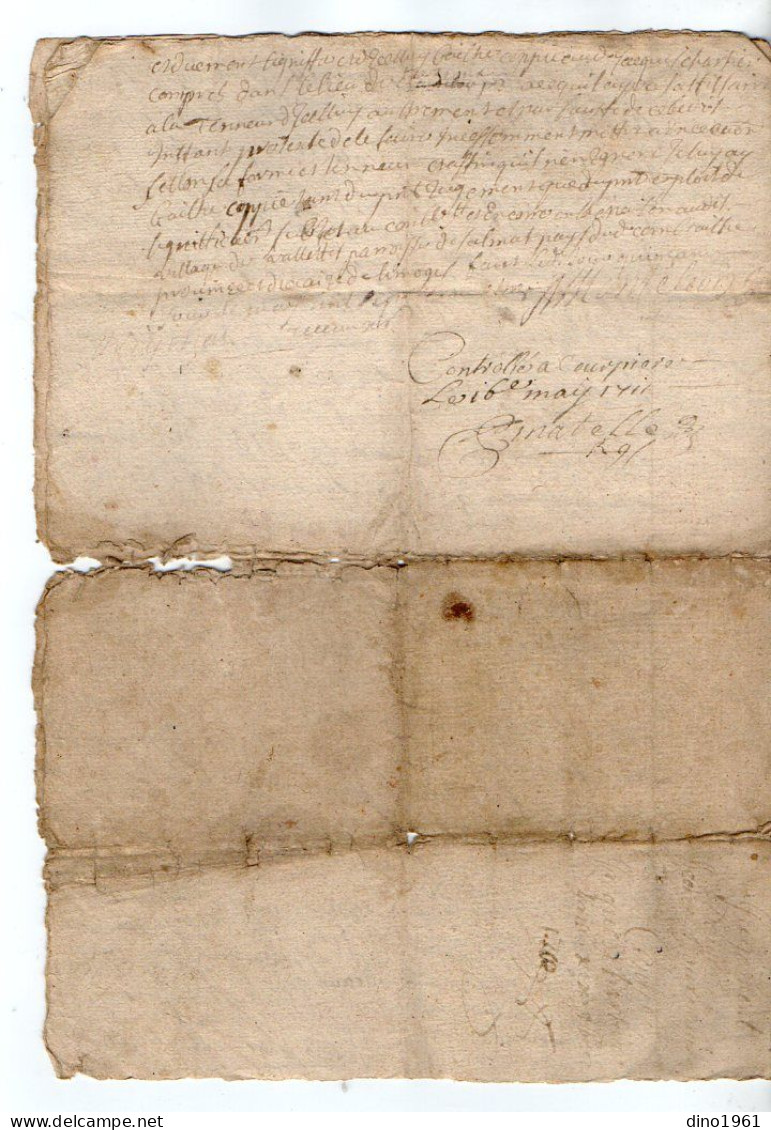 VP22.878 - Cachet De Généralité De RIOM - Acte De 1711 - - Algemene Zegels