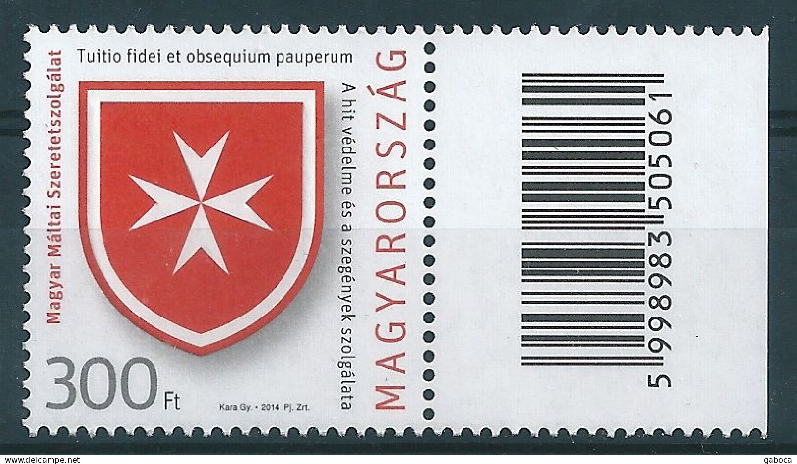 1299c Hungary Organization Maltese Charity Service Stamp With Barcode Tab MNH - Ungebraucht