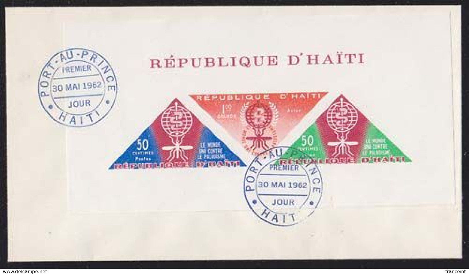 HAITI(1962) Mosquito. Caduceus. Unaddressed FDC With Cachet For Mosquito Eradication Program. Scott No C190a. - Haïti