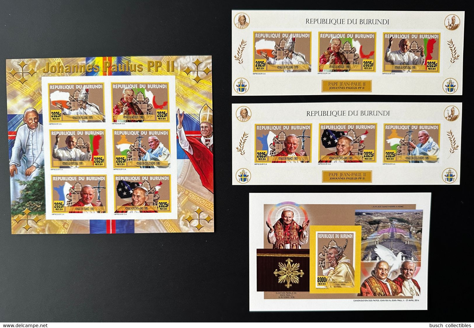 Burundi 2014 / 2015 IMPERF ND Mi. 3506 - 3511 Bl. 519 - 520 Johannes Paulus PP II Pape Pope Jean Paul John Papst - Unused Stamps