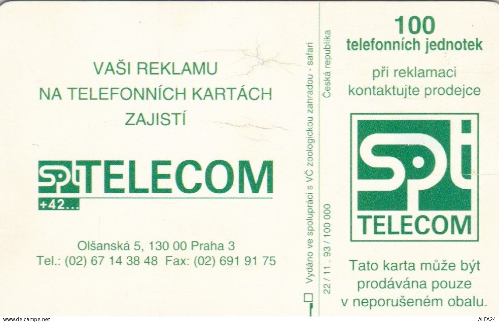 PHONE CARD REPUBBLICA CECA DINOSAURO (E63.54.4 - República Checa
