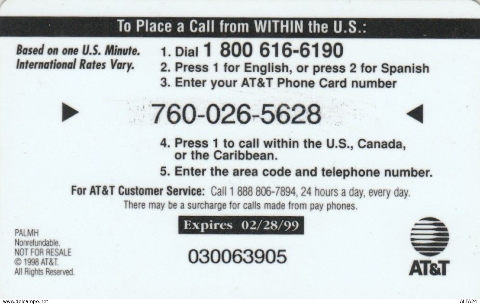 PREPAID PHONE CARD STATI UNITI AT-T (E63.47.4 - AT&T