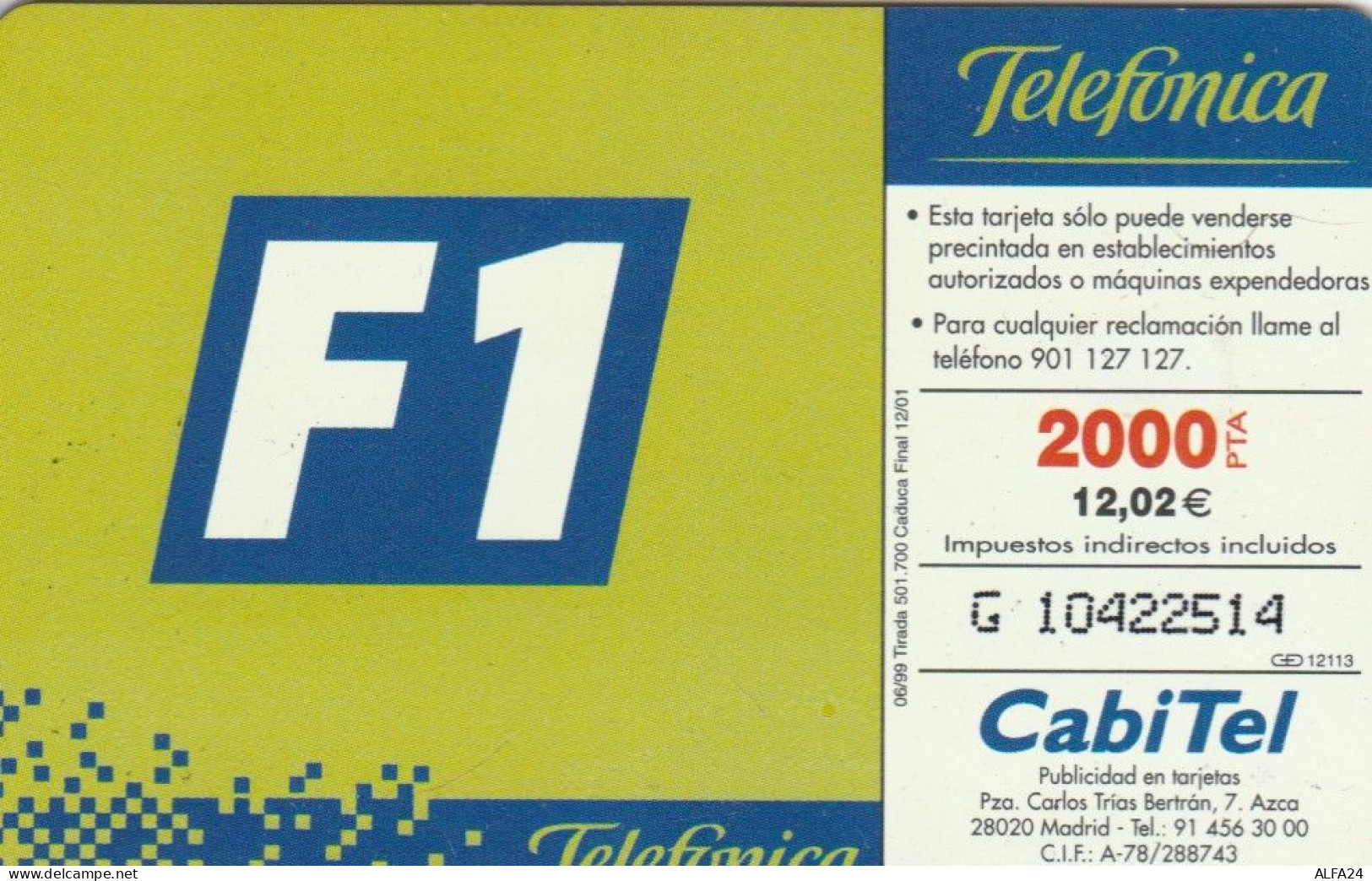 PHONE CARD SPAGNA (E62.10.6 - Other & Unclassified