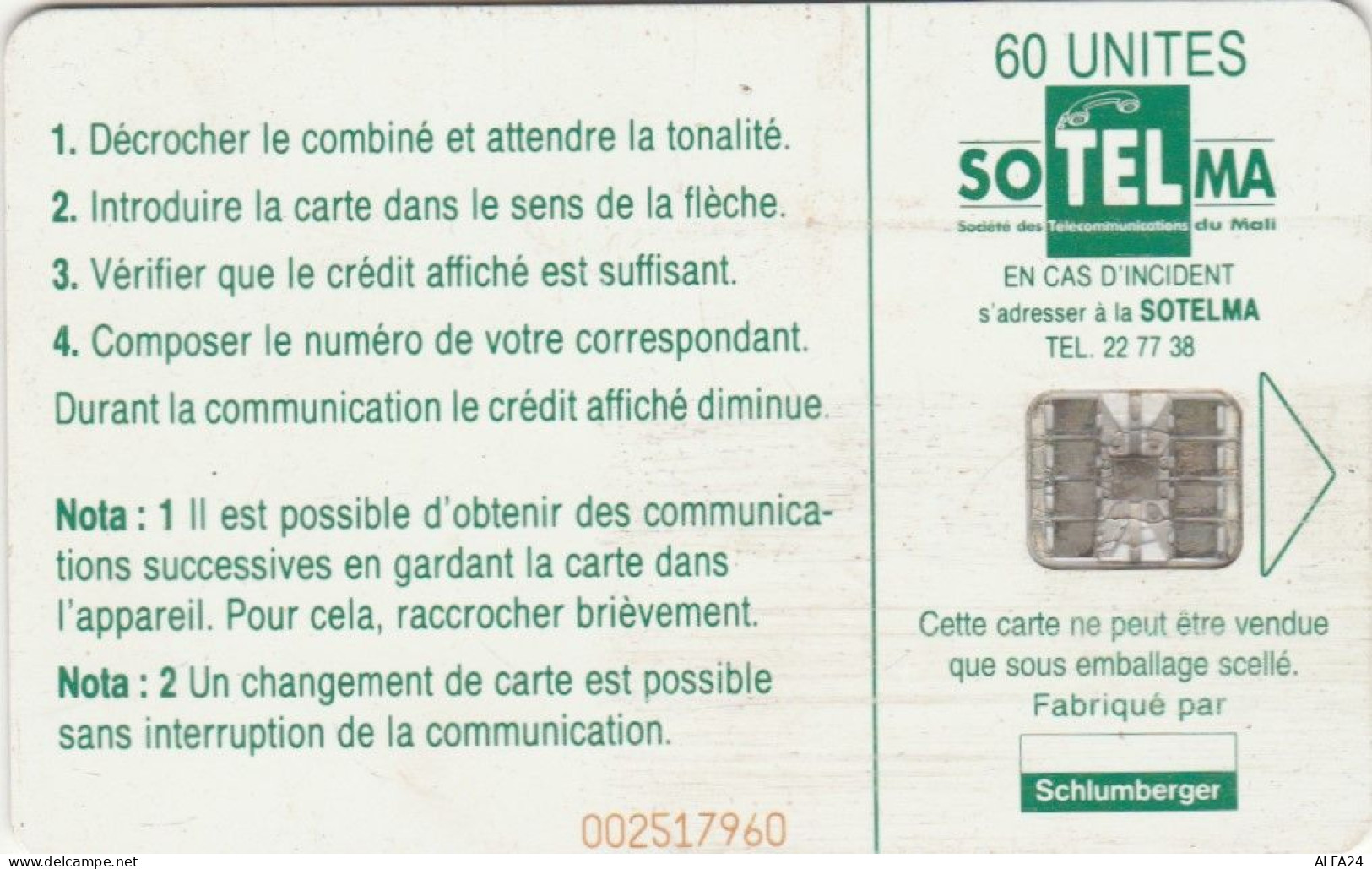 PHONE CARD MALI (E61.17.6 - Malí