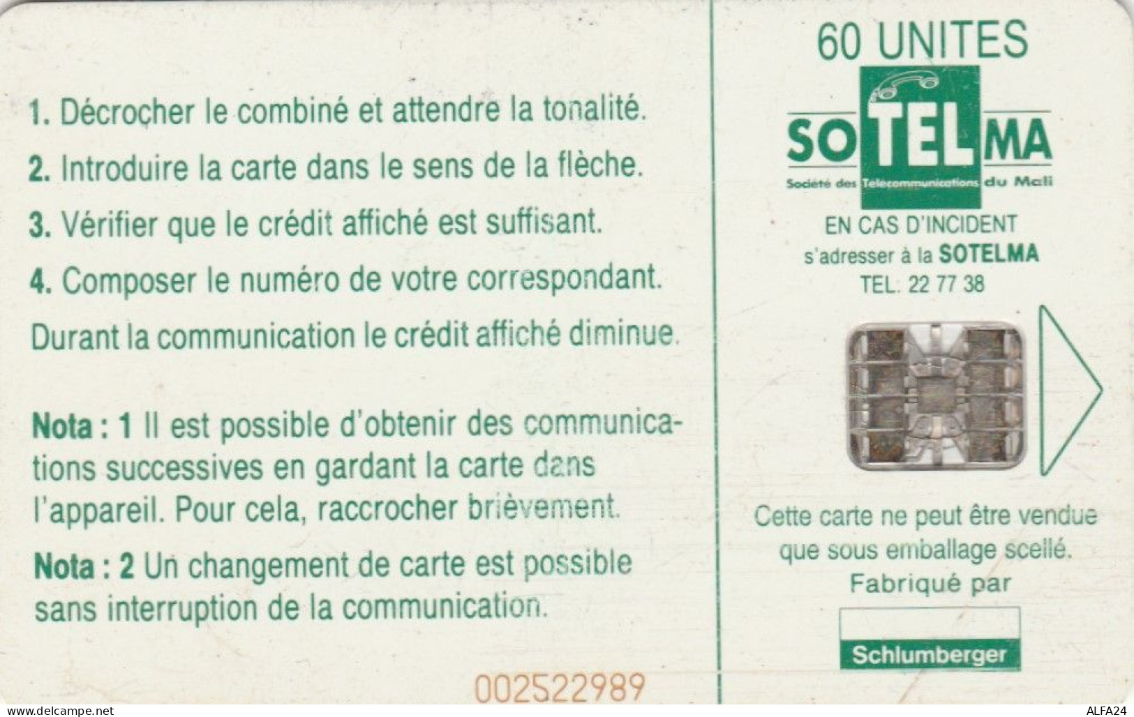 PHONE CARD MALI (E61.8.5 - Malí