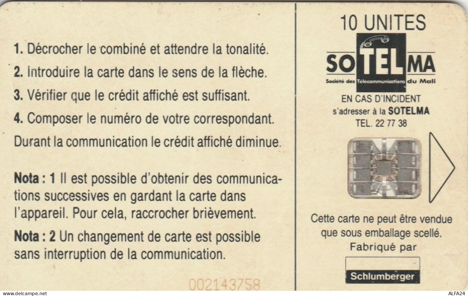 PHONE CARD MALI (E57.26.8 - Malí
