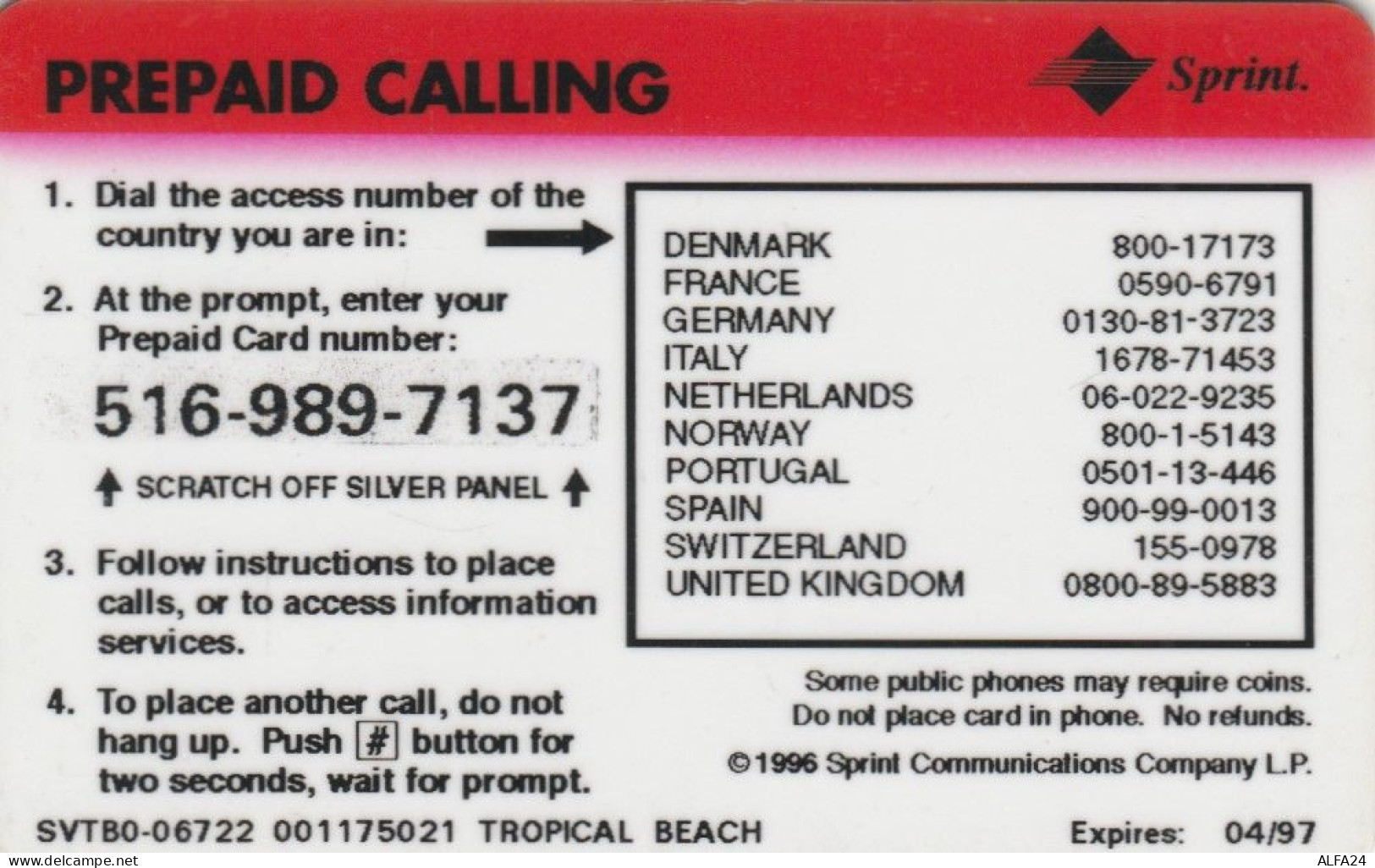 PREPAID PHONE CARD STATI UNITI SPRINT (E57.14.4 - Sprint