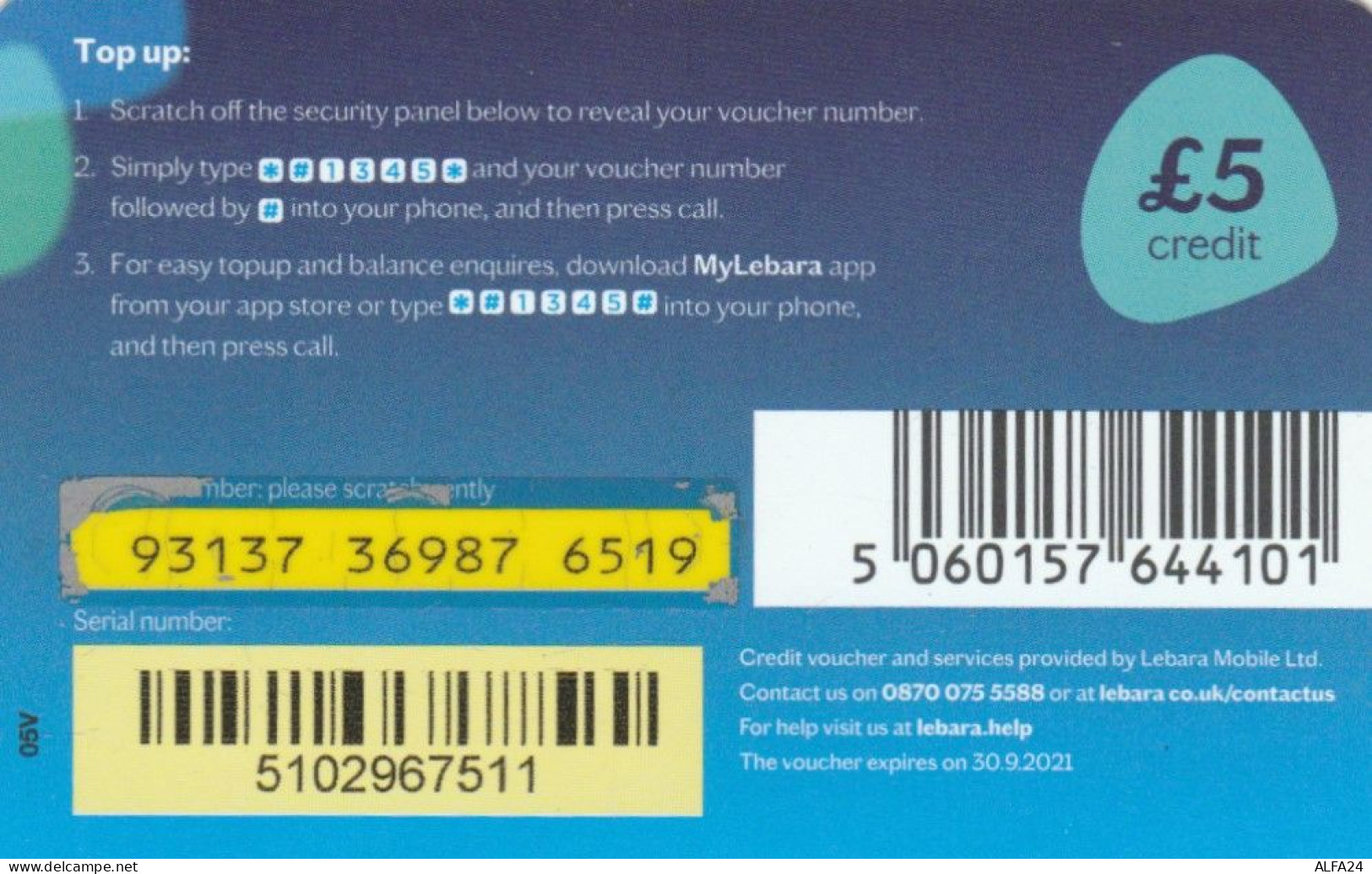 PREPAID PHONE CARD REGNO UNITO (E68.28.5 - BT Schede Mondiali (Prepagate)