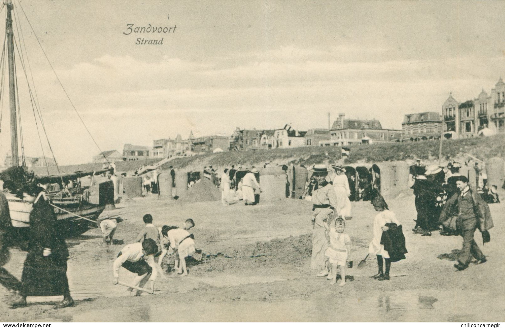 * ZANDVOORT - Strand - Jeux Sur La Plage - Débarquement - Embarcadère - Bateau - Animée - 1916 - Zandvoort