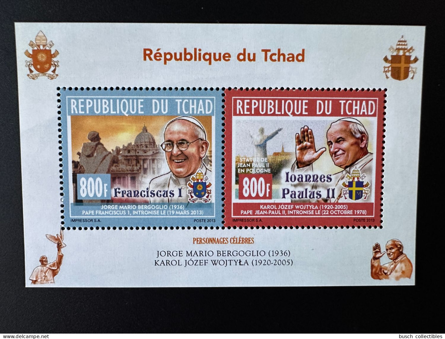 Tchad Chad Tschad 2013 / 2014 Mi. 2704 - 2705 Pape Jean-Paul II Papst Johannes Paul Pope John Paul Franciscus François - Tschad (1960-...)