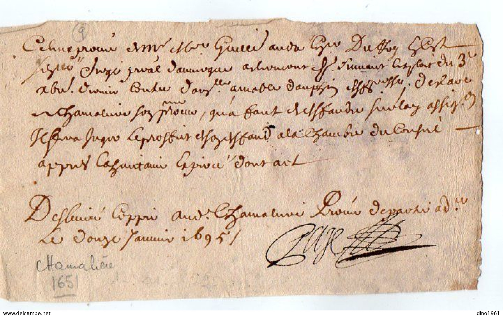 VP22.884 - Cachet De Généralité De RIOM - Acte De 1695 - CHAMALIERES - Algemene Zegels