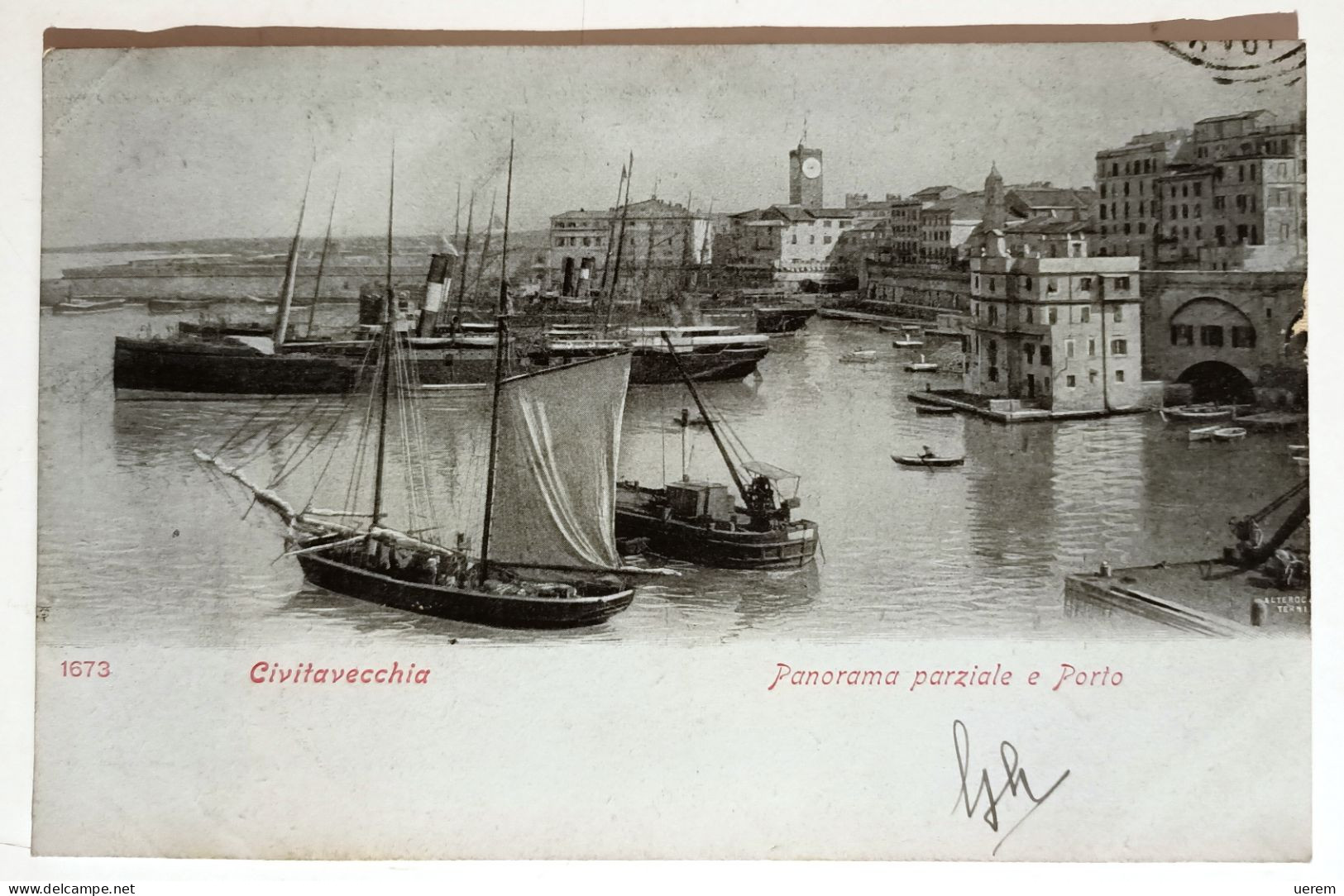 LAZIO ROMA CIVITAVECCHIA PANORAMA PARZIALE E PORTO Formato Piccolo Viaggiata Primi Del '900 - Bella Vista Di Imbarcazion - Civitavecchia