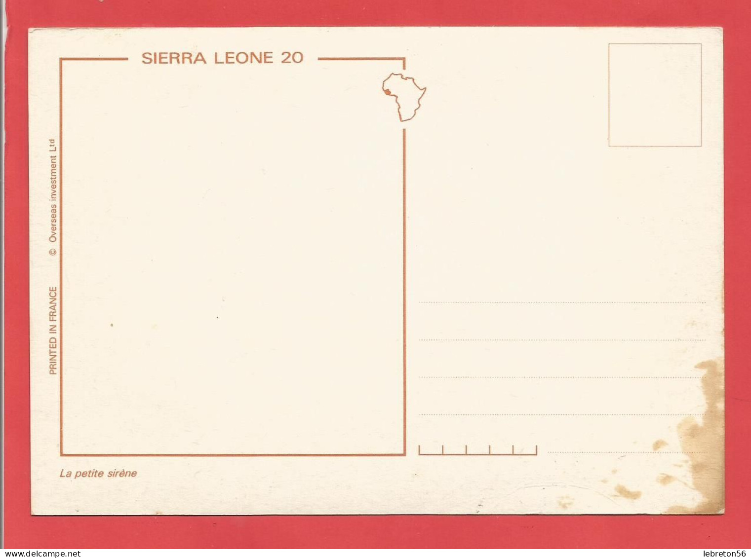 C.P.M.  « SIERRA LEONE  » La Petite Sirène  - Jolie Photo   X2phots - Sierra Leone