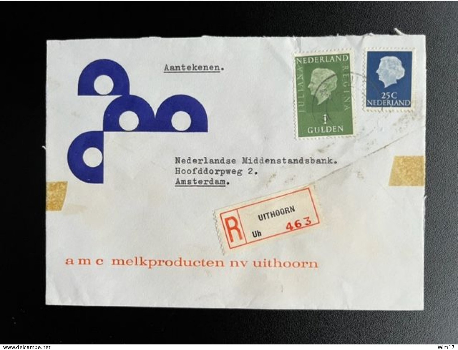 NETHERLANDS 1969? REGISTERED LETTER UITHOORN TO AMSTERDAM NEDERLAND AANGETEKEND - Covers & Documents