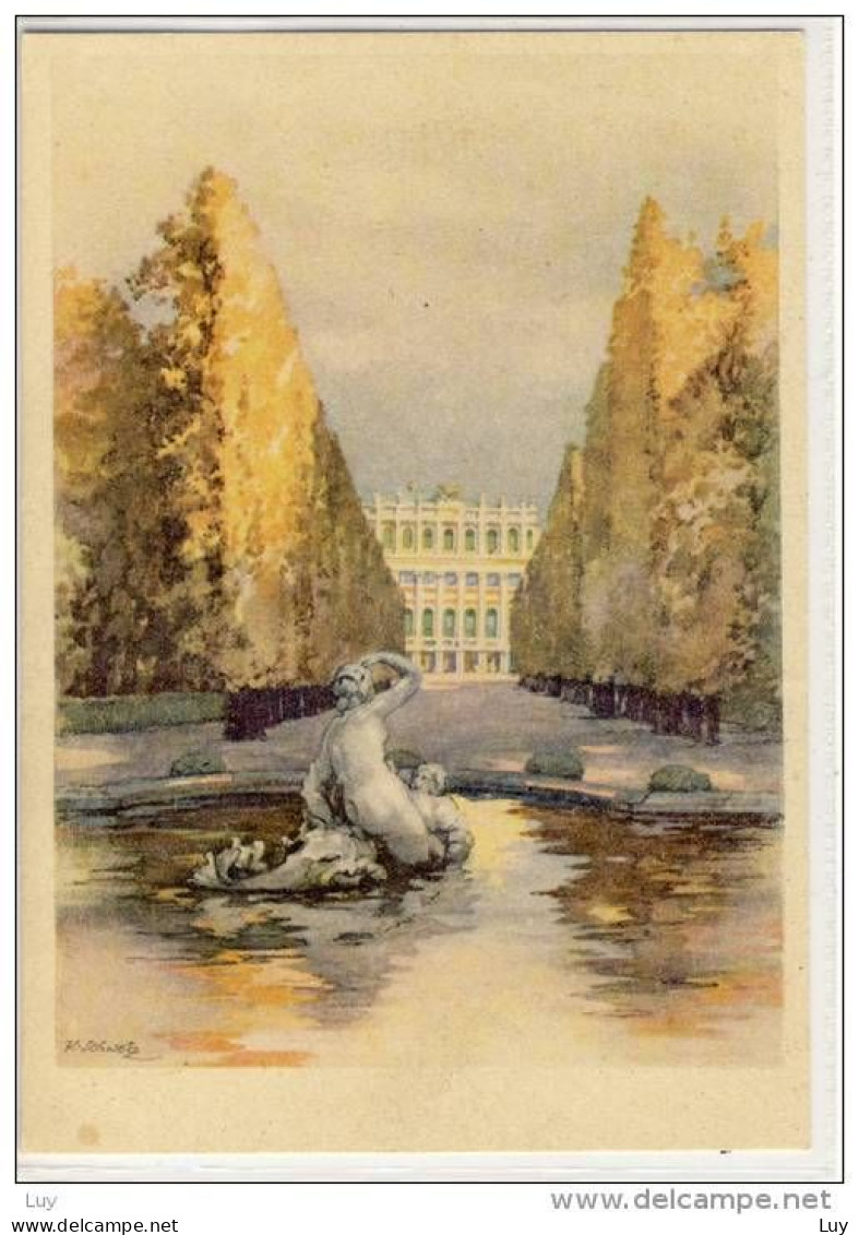 WIEN - SCHLOSS SCHÖNBRUNN, Künstlerkarte Nach Aquarell Von Karl Schwetz,  Nr. 10, 1949 - Castello Di Schönbrunn