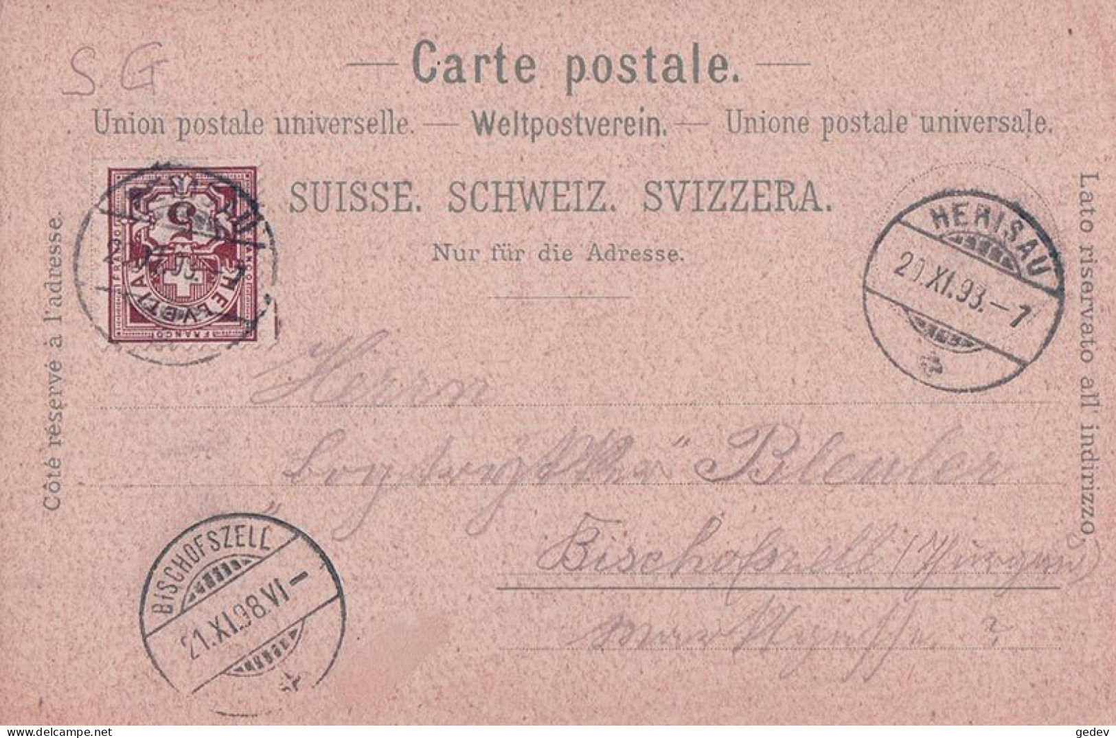 Gruss Aus Gossau SG, Litho Brune 4 Vues + Fleurs (20.11.1898) - Gossau