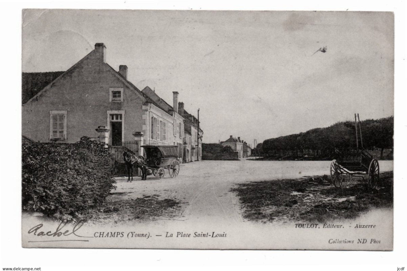 89 CHAMPS SUR YONNE - La Place Saint Louis - Edit Toulot 1904 - Cheval Attelé - Carrioles - Env Auxerre - Champs Sur Yonne