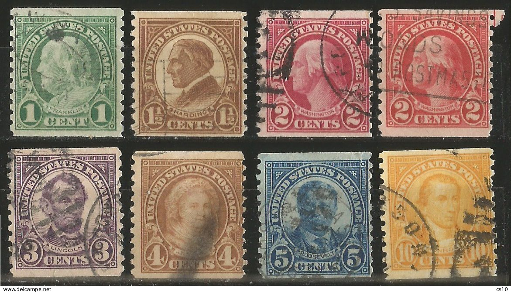 USA 1923-29 Wheels Of Progress COIL P.10 Vert Issue Cpl 8v Set SC.# 597/603 In VFU Condition - Años Completos