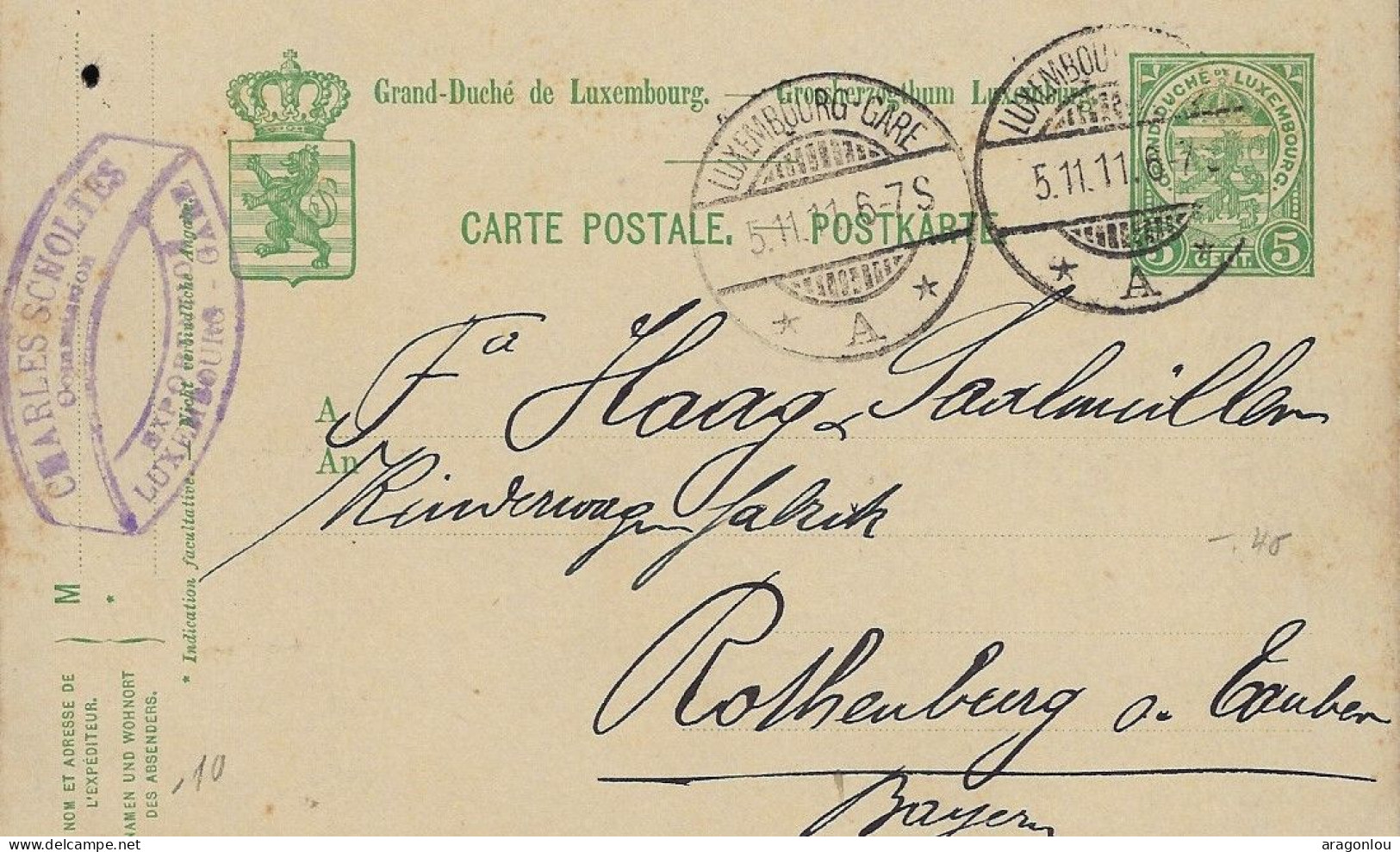 Luxembourg - Luxemburg - Carte-Postale  1911  -  Cachet  Luxembourg-Gare - Stamped Stationery