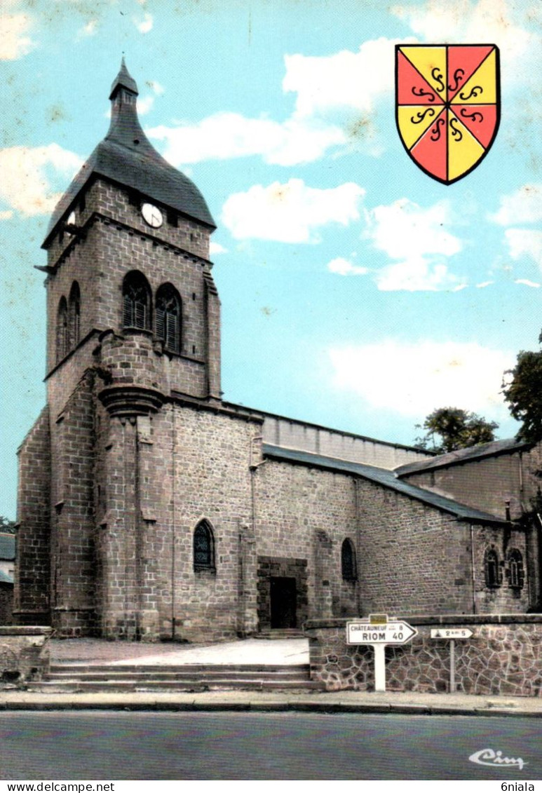 21158  SAINT GERVAIS D AUVERGNE  L' Eglise (  XIIe  Siècle ( 2 Scans) 63 Panneau Indicateur Kilométrique - Saint Gervais D'Auvergne
