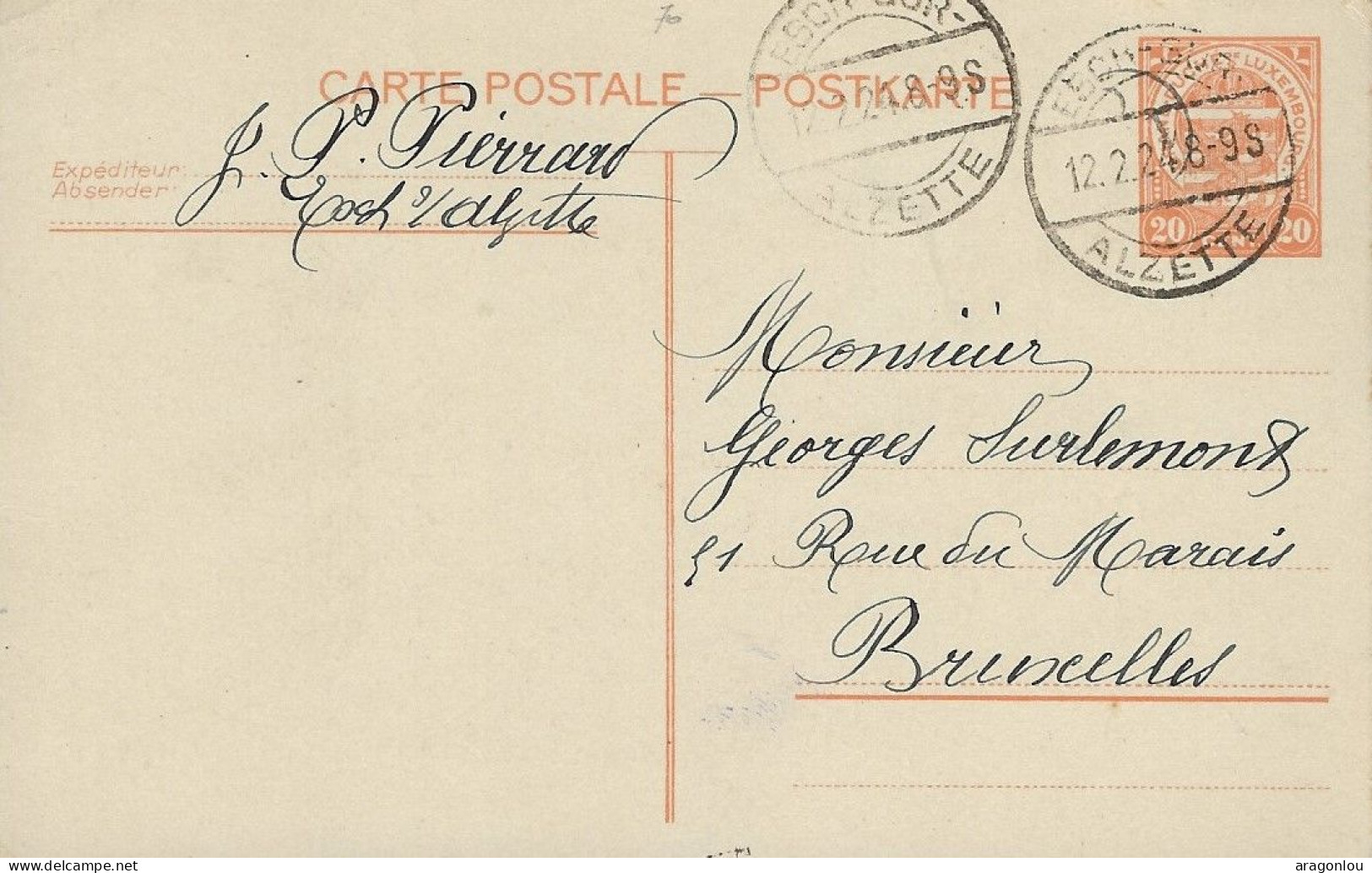 Luxembourg - Luxemburg - Carte-Postale  1924  -  Cachet  Esch-sur-Alzette - Postwaardestukken