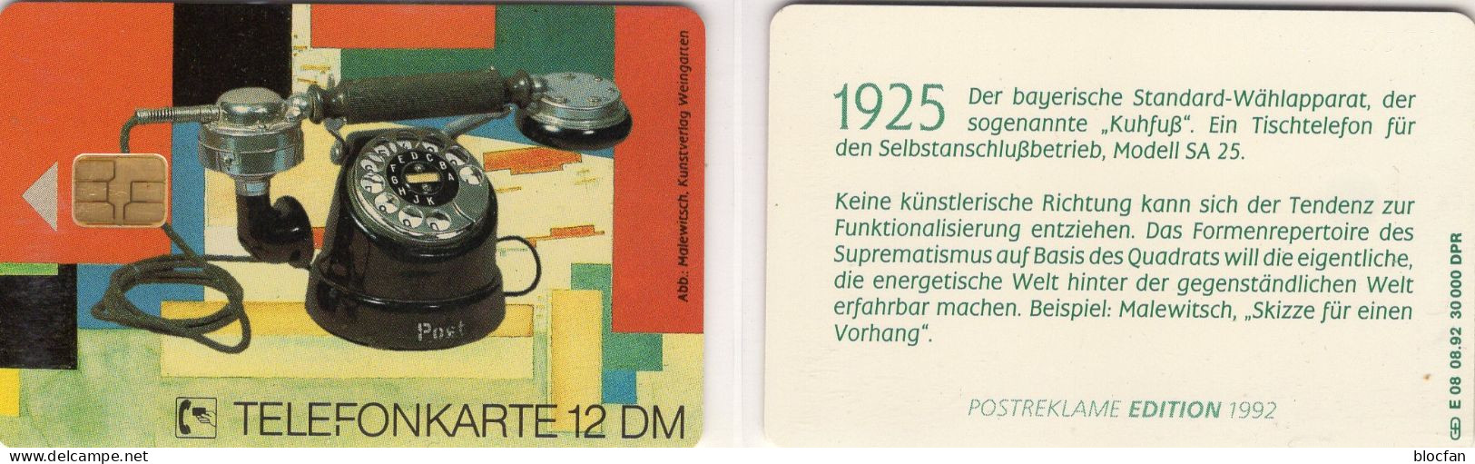 Wähl-Telefon 1925 TK E08/1992 30.000Expl.** 20€ Edition 2 Standard-Tischtelefon TC History Telefone On Phonecard Germany - Telefoon