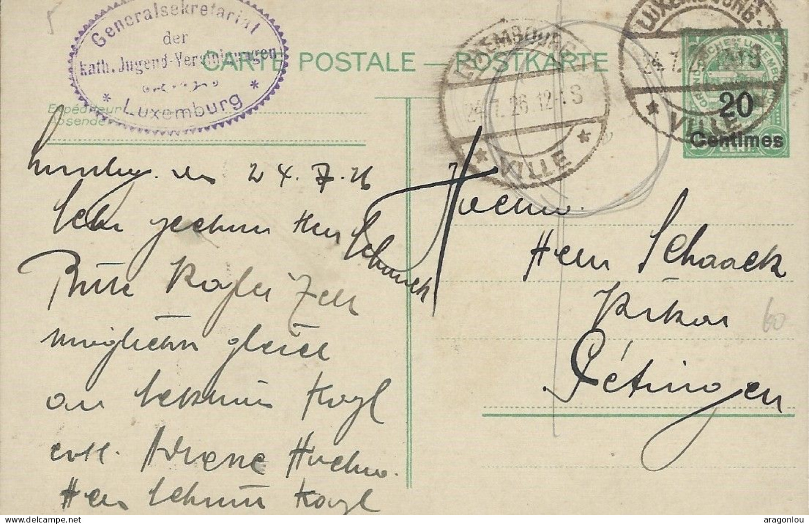 Luxembourg - Luxemburg - Carte-Postale  1926  -  Cachet  Luxembourg-Ville - Postwaardestukken