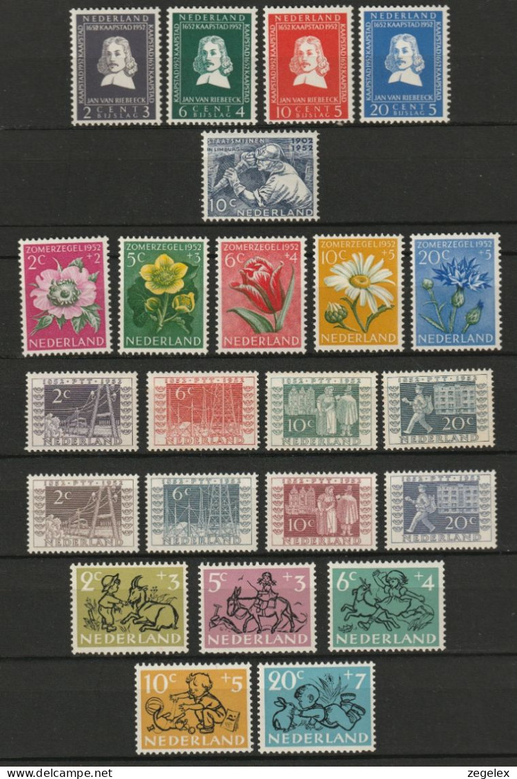 1952 Jaargang Nederland NVPH 578-600 Complete. Postfris/MNH** - Années Complètes