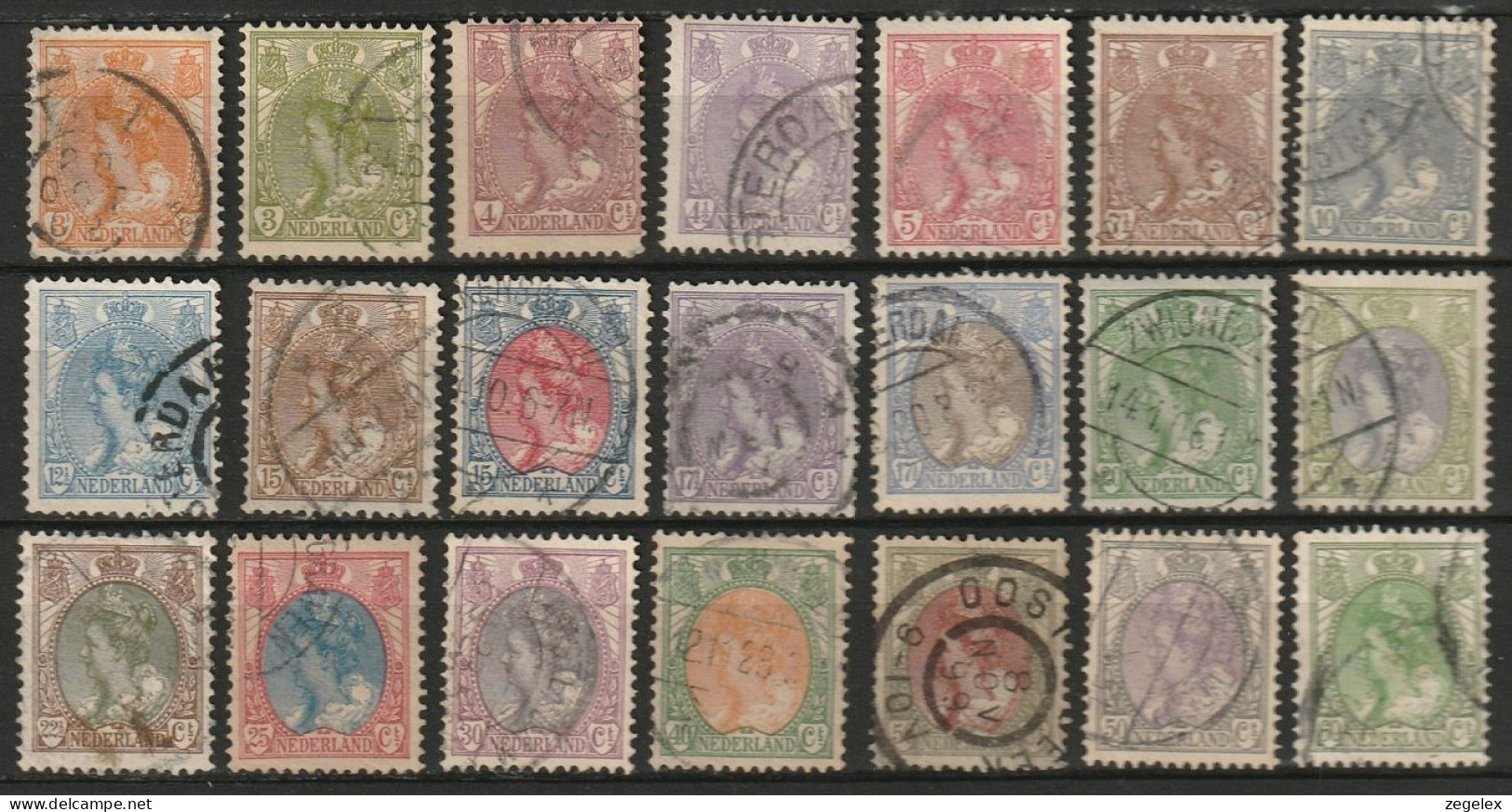 1899 Wilhelmina Compleet NVPH 56-76 LUXE, Used - Used Stamps