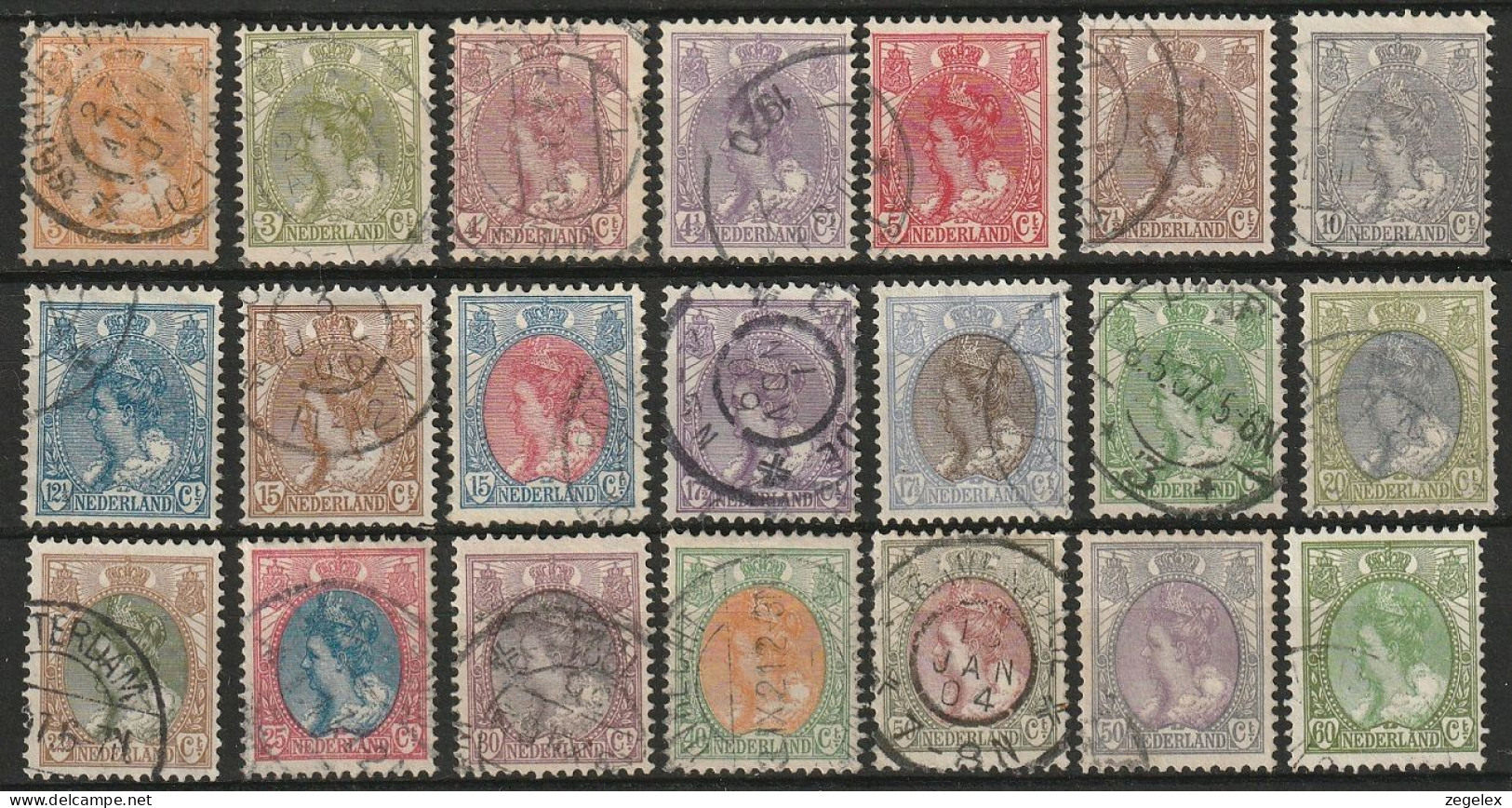 1899 Wilhelmina Compleet NVPH 56-76 LUXE, Used - Used Stamps