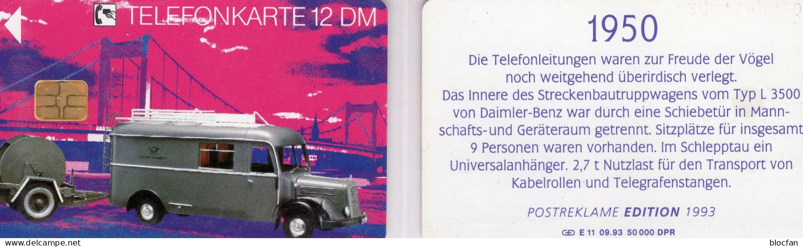 Bauwagen 1950 TK E11/1993 50.000 Expl.** 25€ Edition 3 Kraftwagen Sreckentrupp-Auto TC History Cars On Phonecard Germany - Voitures