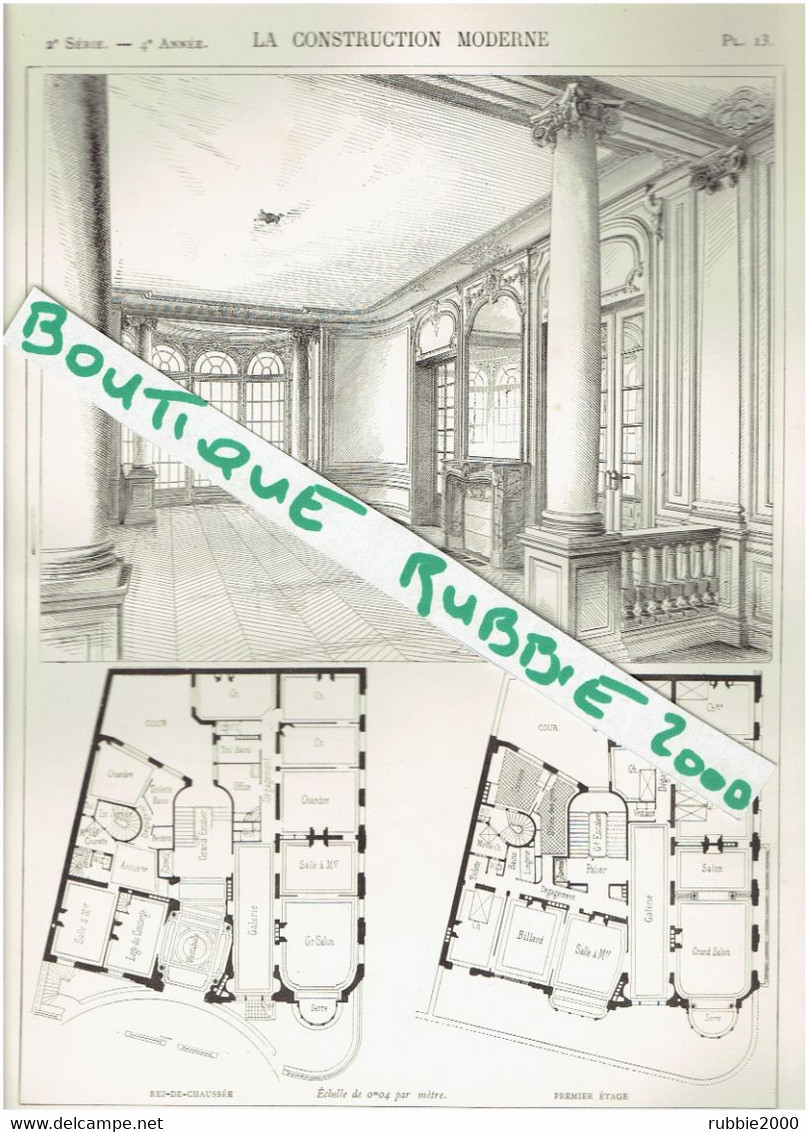 2 PLANS DESSINS 1898 PARIS 8° IMMEUBLE 7 RUE REMBRANDT ET RUE DE LISBONNE ARCHITECTE GUSTAVE RIVES - Parigi