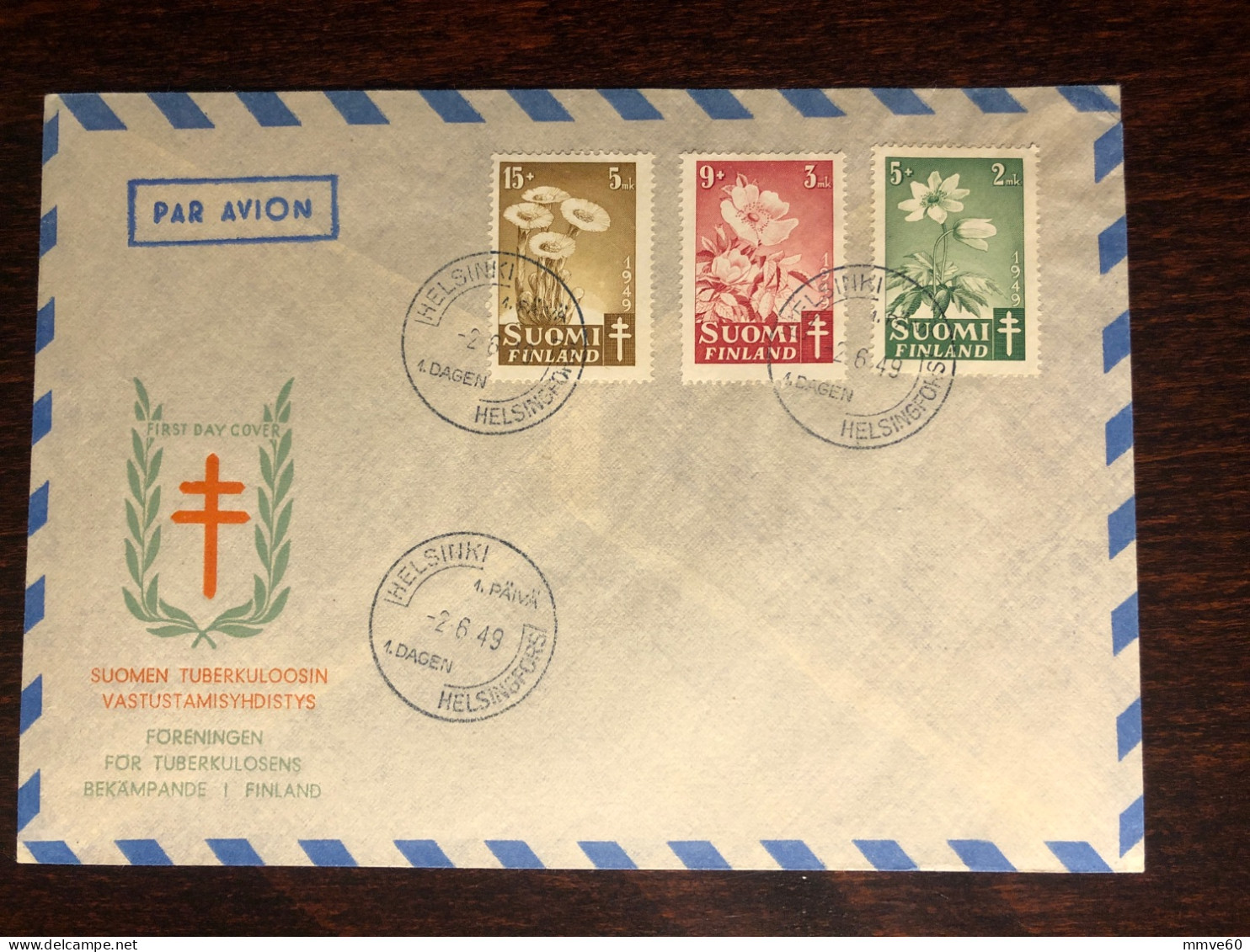 FINLAND FDC 1949 YEAR TUBERCULOSIS TBC HEALTH MEDICINE - Covers & Documents