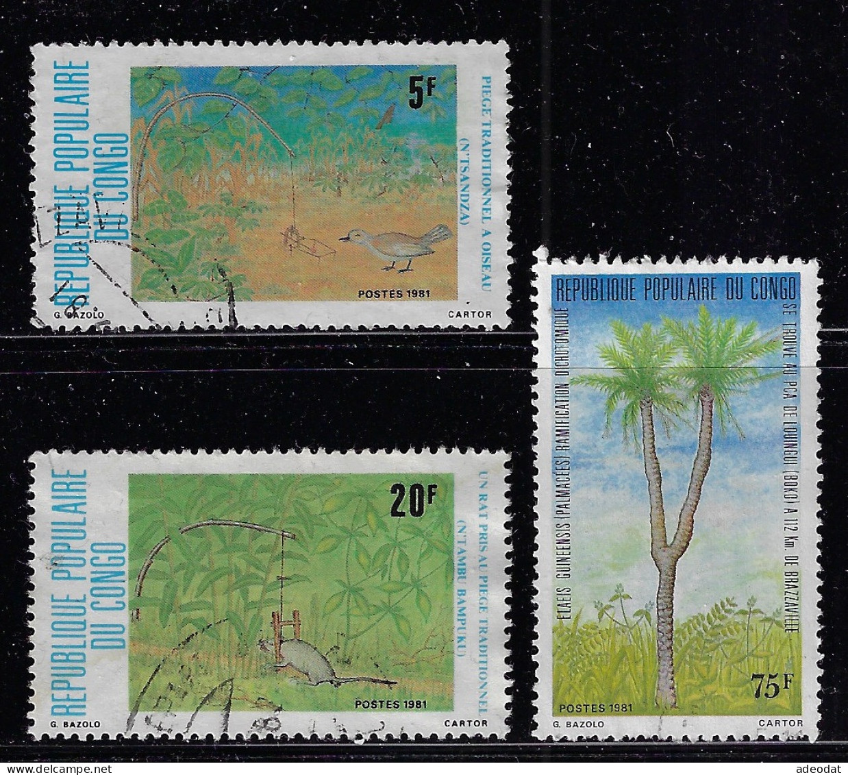 CONGO PEOPLE'S REP. 1981  SCOTT #586,596,599 USED - Oblitérés