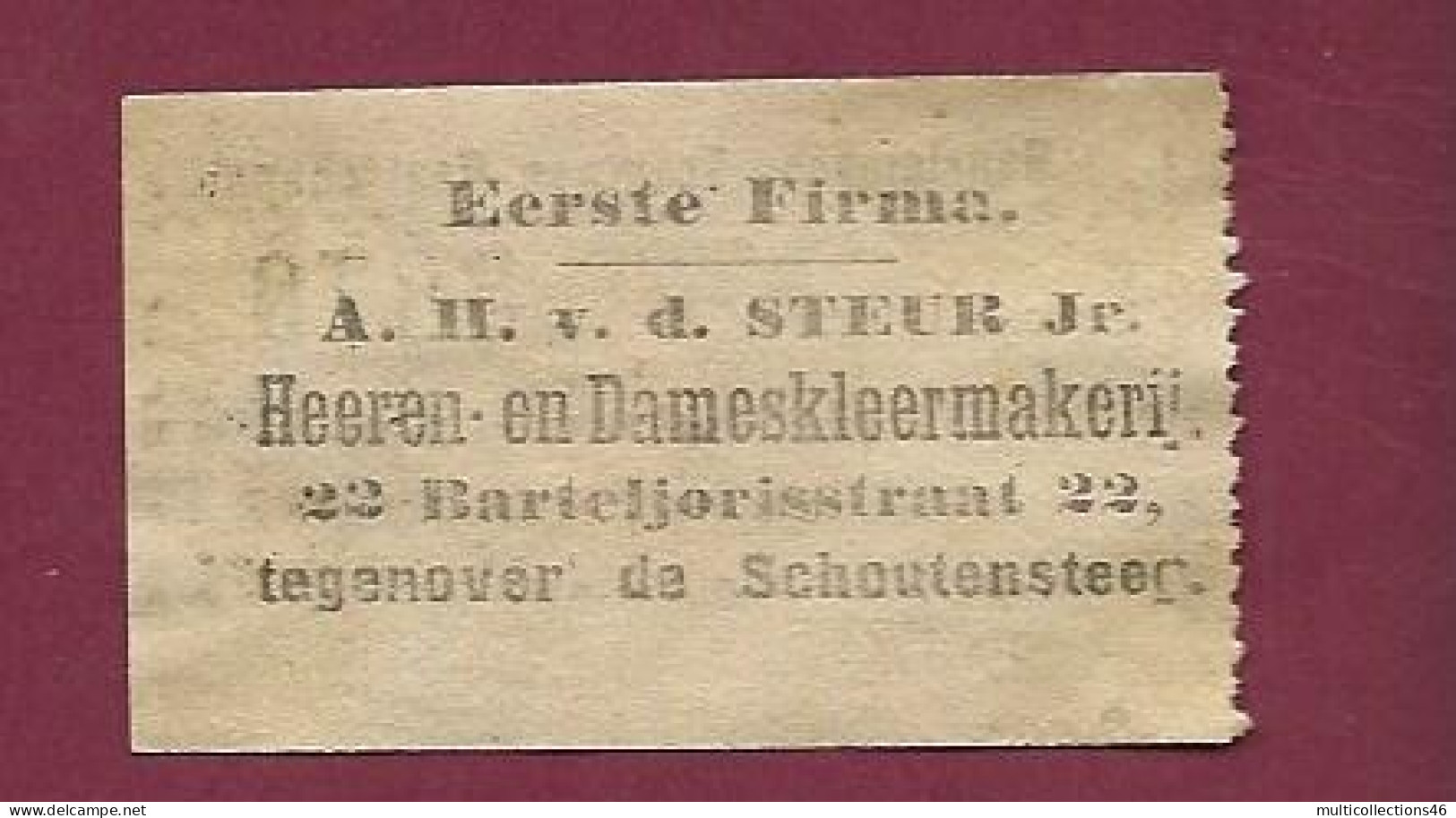 301223 - TICKET CHEMIN DE FER TRAM METRO - PAYS BAS HOLLANDE Haarlemsche Tramweg Maatschappij. 5 CENT. 3870 - Europa