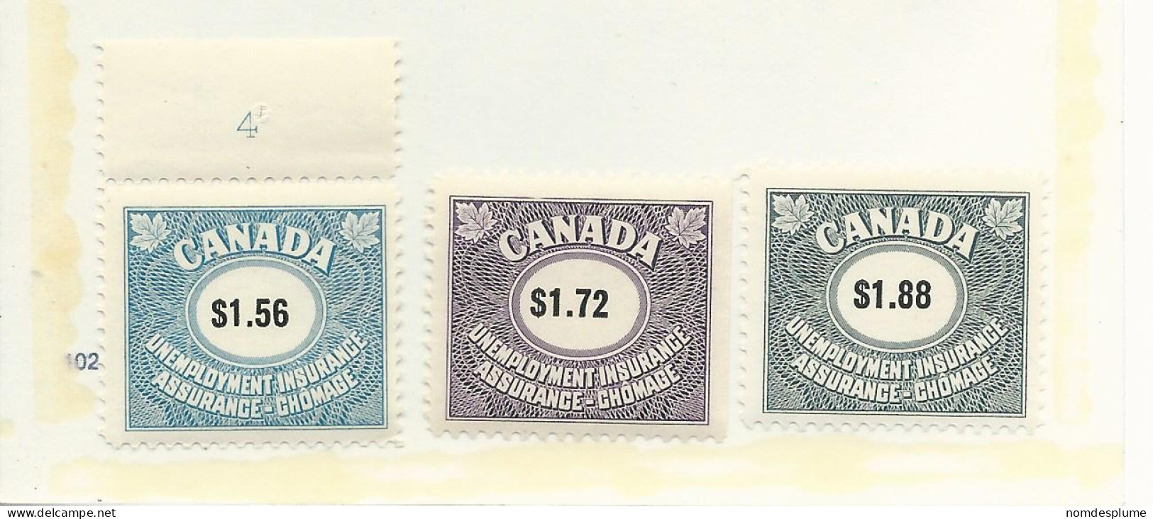 26440) Canada Revenue   Mint No Hinge** 1960 Unemployment Insurance - Fiscale Zegels