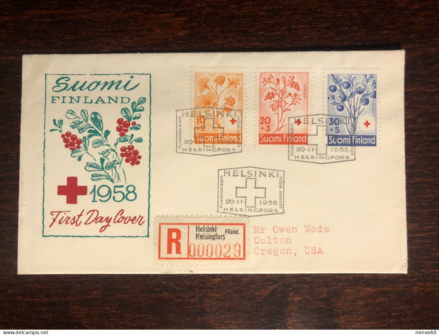 FINLAND FDC TRAVELLED COVER TO USA REGISTERED LETTER 1958 YEAR  TUBERCULOSIS TBC HEALTH MEDICINE - Cartas & Documentos