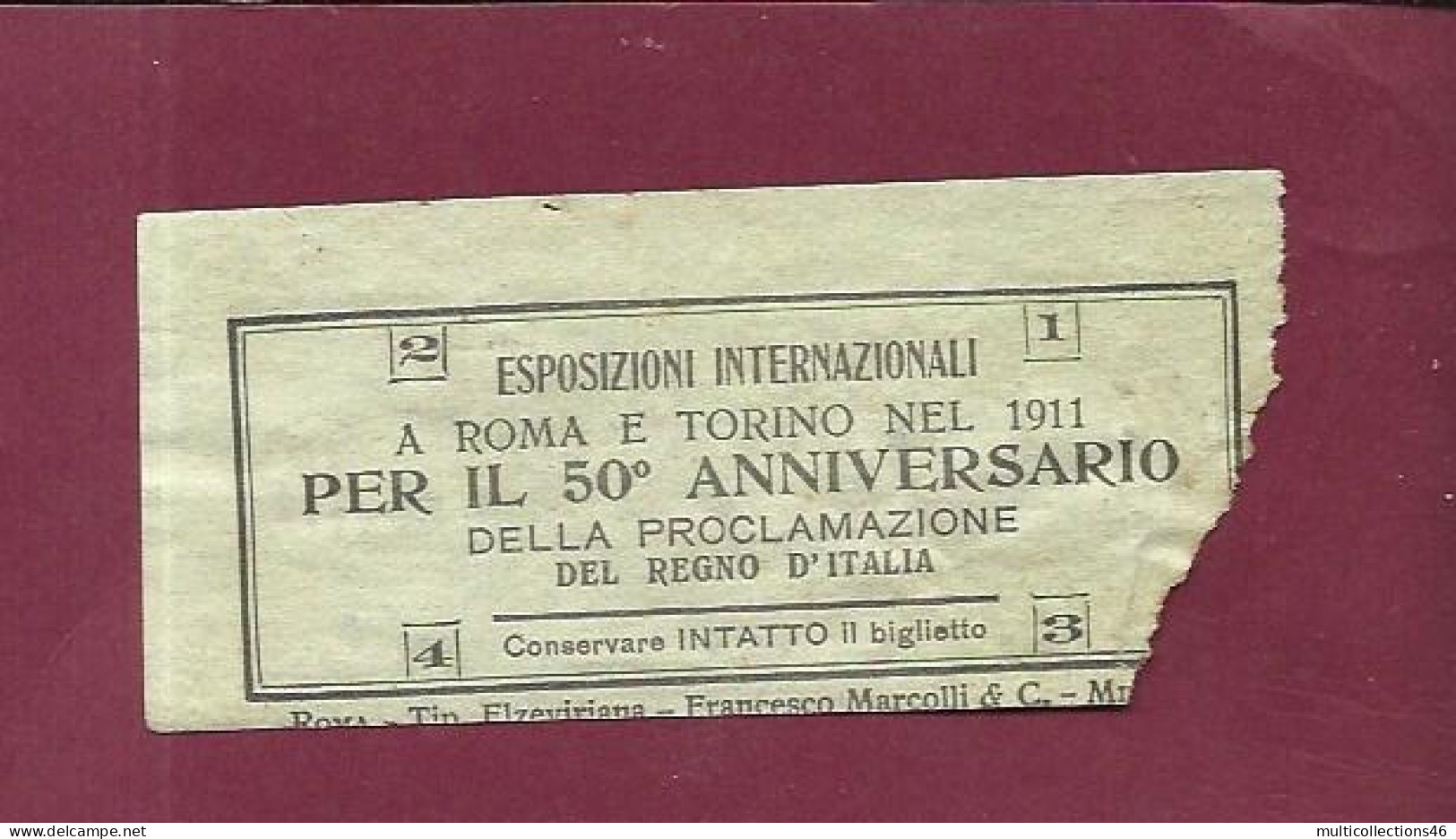 301223A - TICKET CHEMIN DE FER TRAM METRO - ITALIE Società Romana TRAMWAYS OMNIBUS V36 077419 15C - Europe